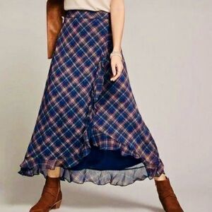 Maurices Plaid Maxi Skirt in Blue and Red